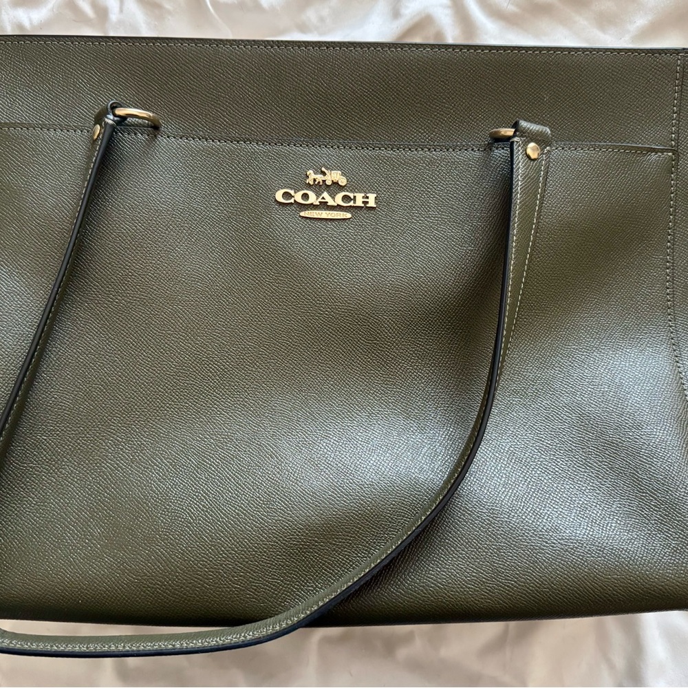 Coach Green Leather Tote Bag